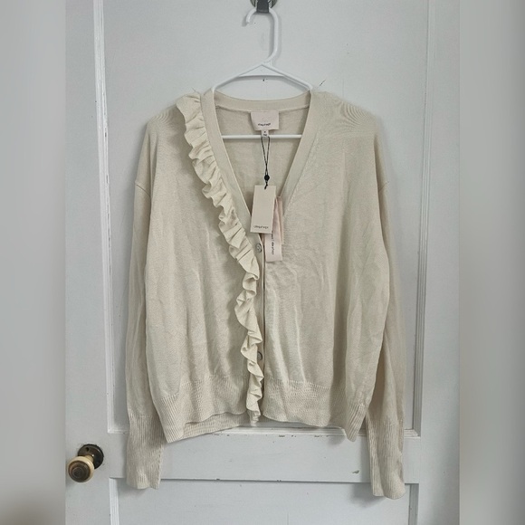 Cinq À Sept Tous Les Jours Gaetana Ruffle Cardigan Cashmere Silk Size M $325 NEW - Picture 1 of 5